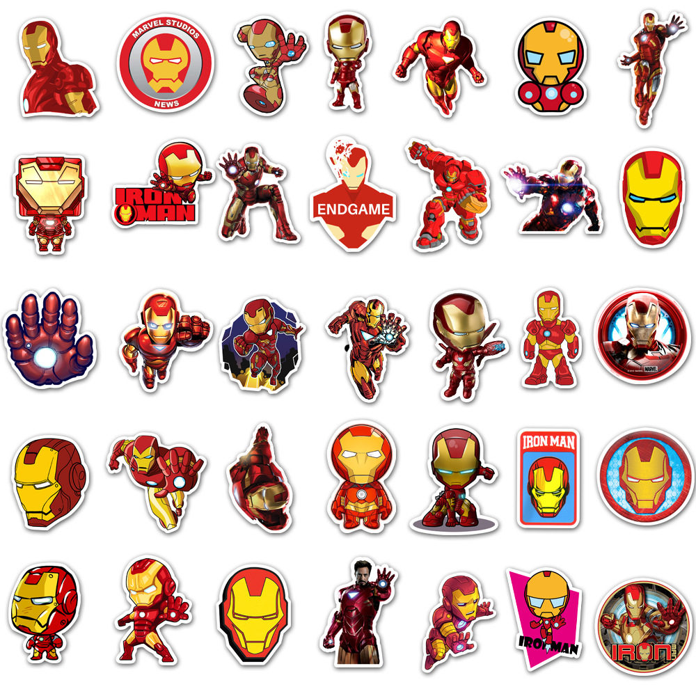 35张/套漫威钢铁侠系列手账贴纸防水不干胶材质手账贴纸diy手账本