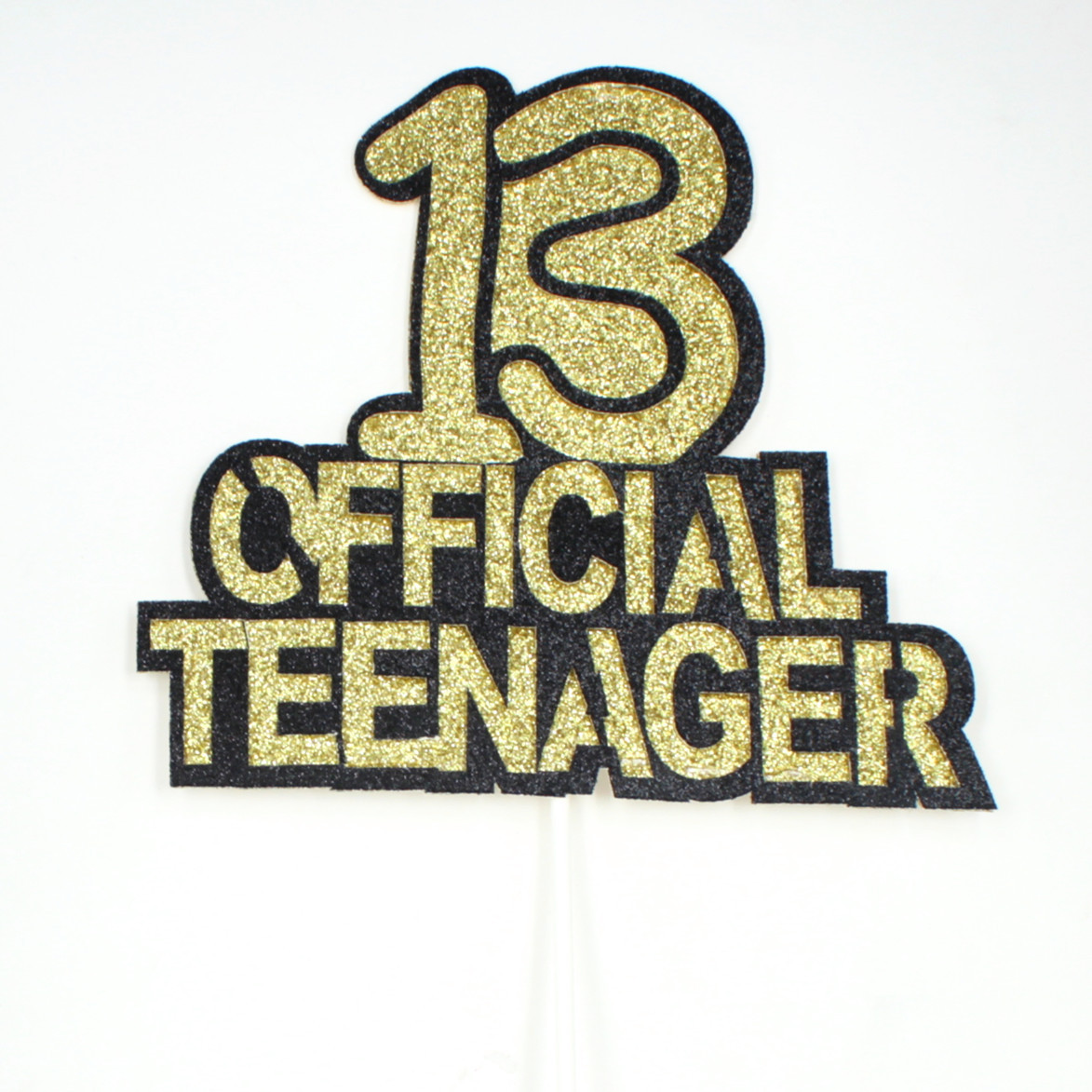 13岁teenager生日蛋糕插牌黑金色数字系列蛋糕装饰纸质插件