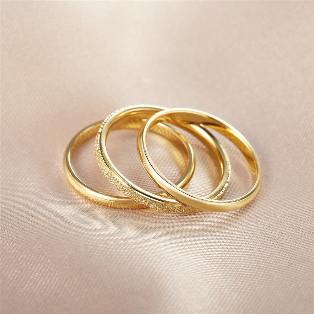 时尚韩版三环戒指 三生三世金色女士戒指hk050