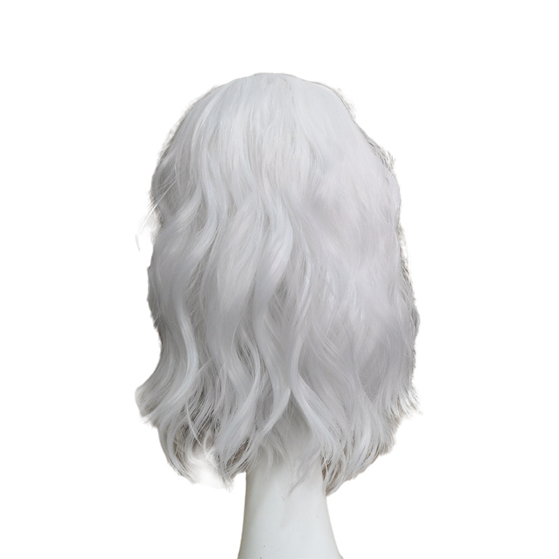 厂家批发美白色短款直女假发 安白色短发 cos动漫舞会假发