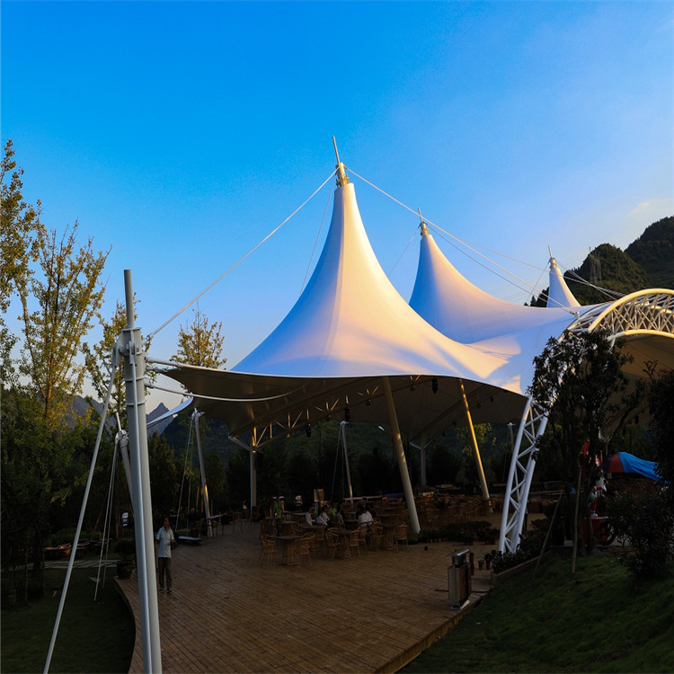 专业定制白色旅游公园景观膜结构遮阳棚雨棚