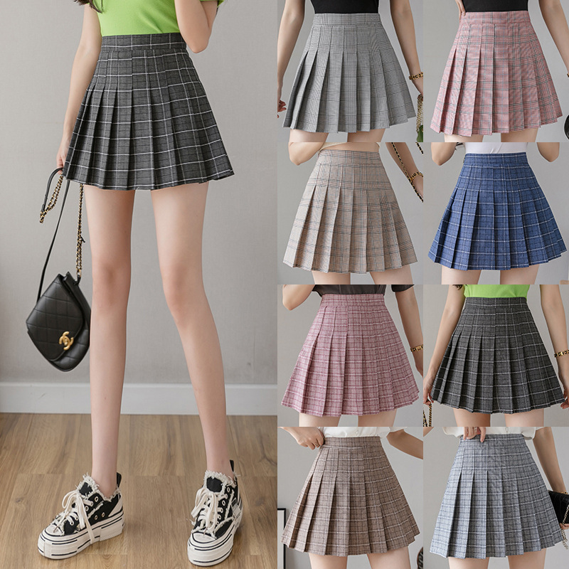 Pleated Skirt Women's Short Skirt High Waist Korean Style New Skirt Women's Summer Autumn plus Size A- line Embroidery Student Dress