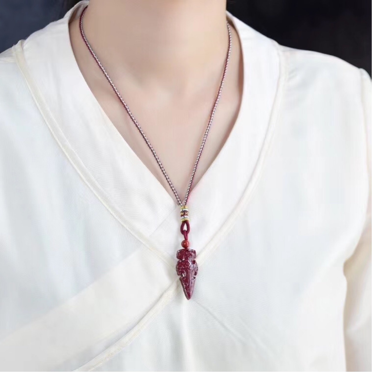 天然朱砂降魔杵吊坠紫金砂佛光护身法器金刚杵男女款项链饰品批发