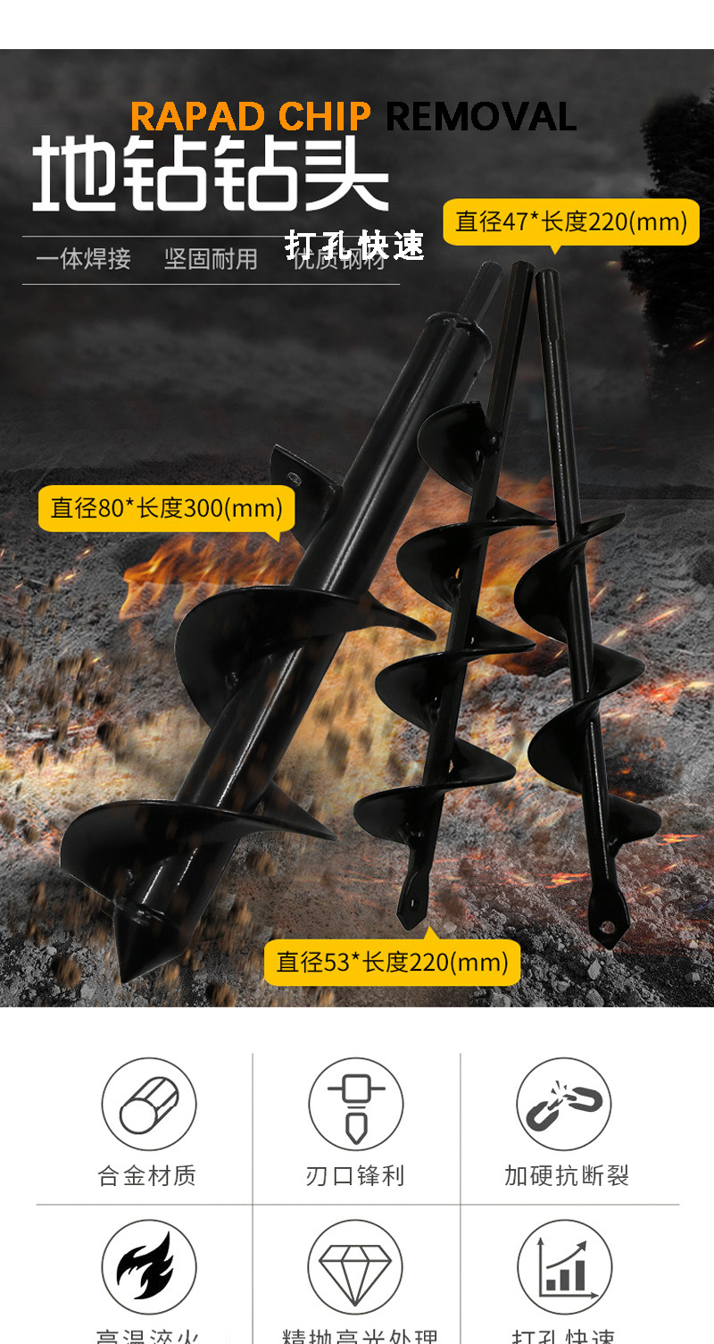 螺旋松土钻头合金地钻钻头手电钻短杆植物麻花钻头花园钻挖坑种植