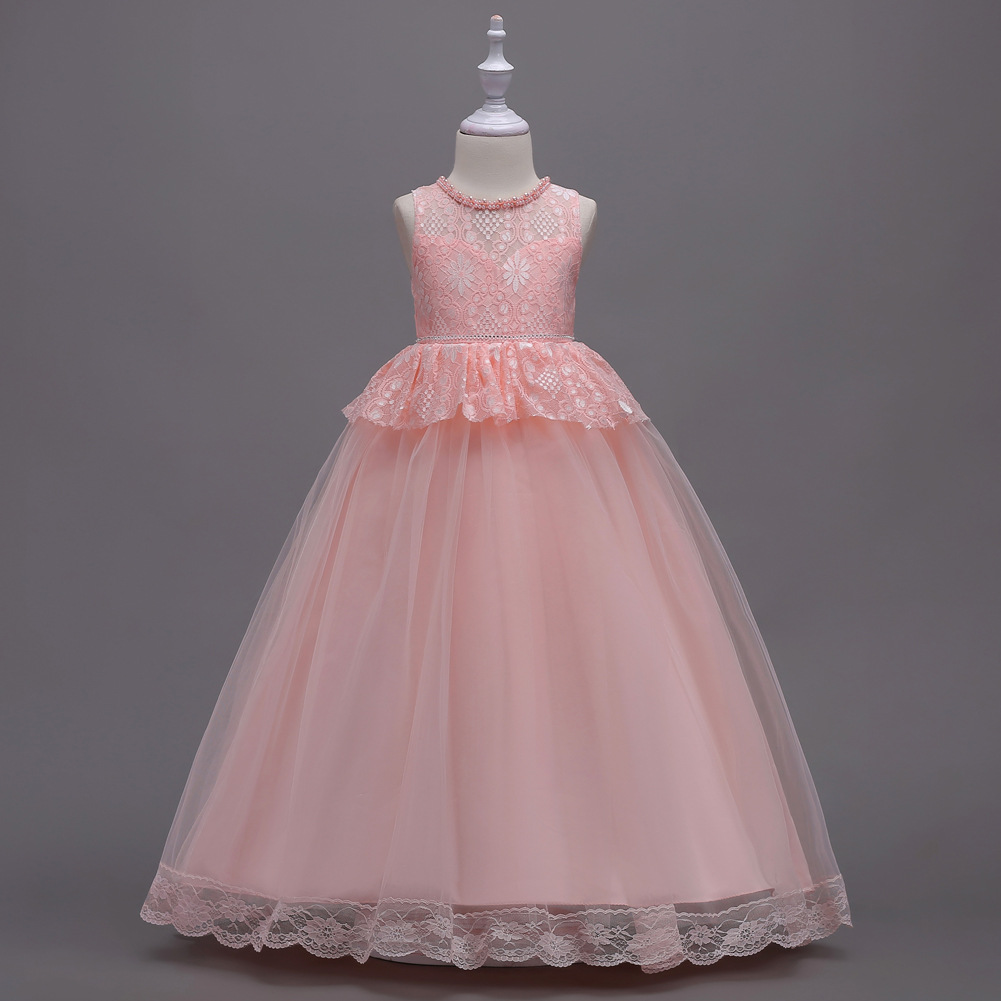 儿童礼服女秋新款公主裙女童婚纱裙花童裙children dress一件代发