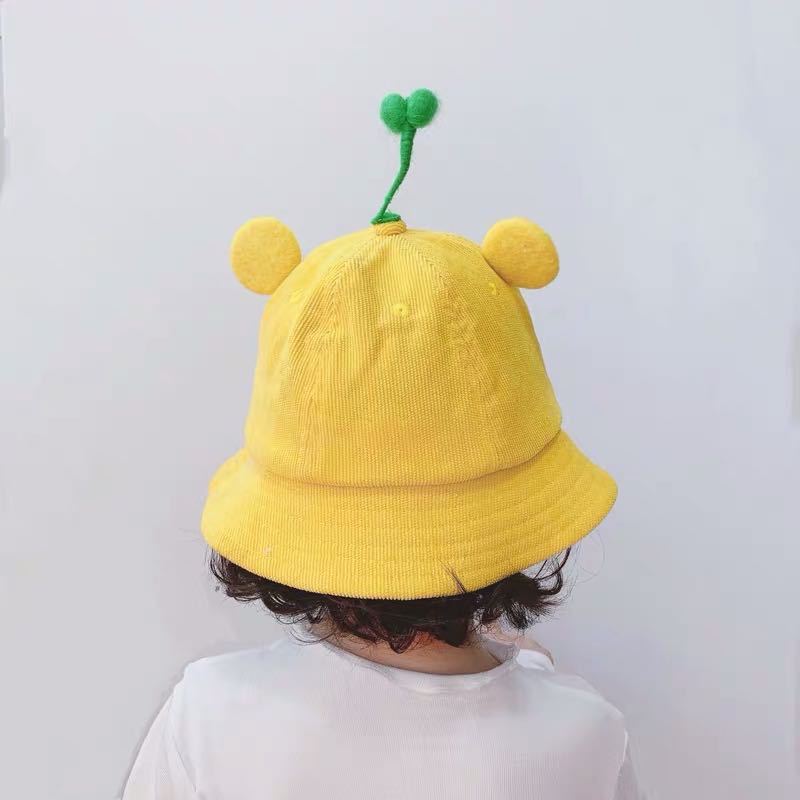 春秋季儿童可爱渔夫帽女宝宝卡通盆帽男童遮阳帽子亲子款小黄帽