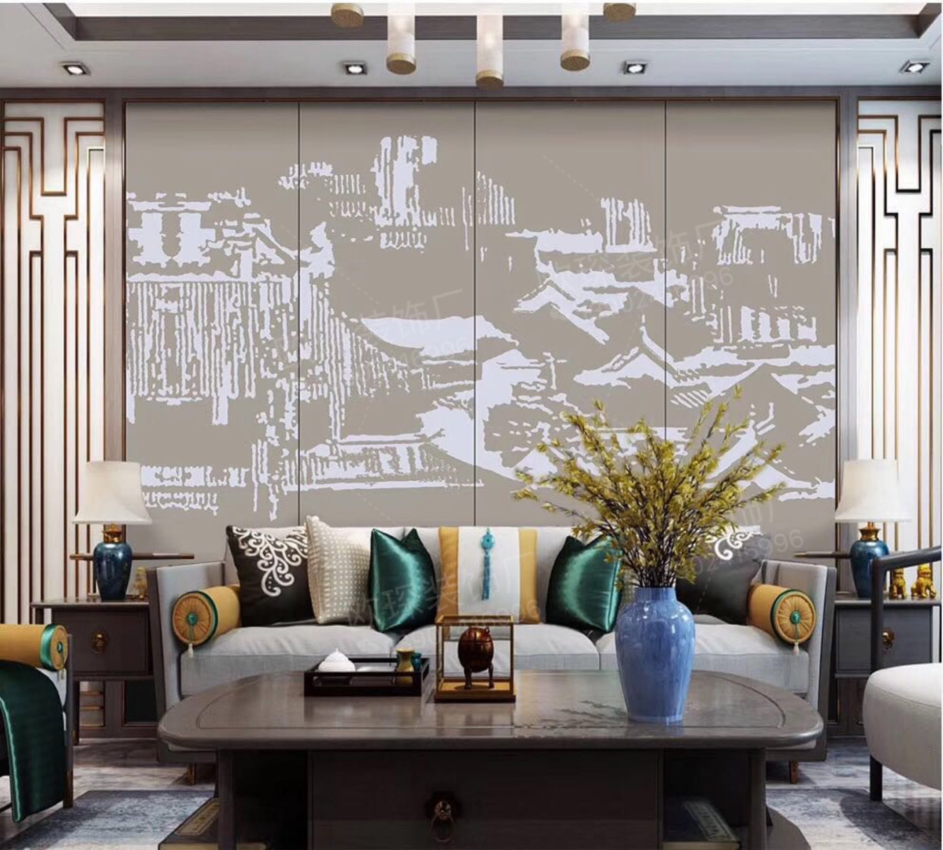 刺绣浮雕 割雕背景墙工厂软包硬包皮雕 会所民宿酒店工程来图定制