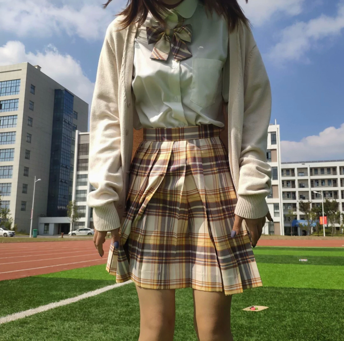 山吹格裙西式jk制服裙学生黄色格子百褶裙秋季学院风短裙套装日系