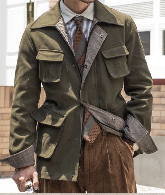 2079safarijacket新款男士夹克复古阿美咔叽春冬时尚休闲猎装外套