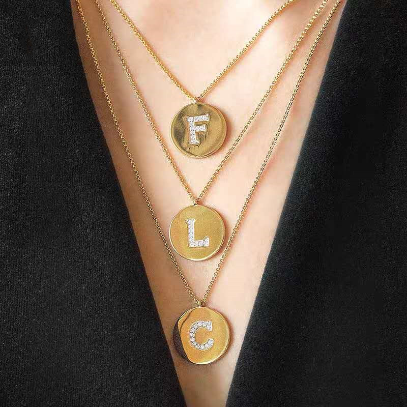 monaco apm金色刻字定制字母项链男女锁骨吊坠订制送女友表白礼物