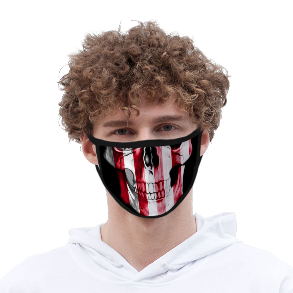 支持定制 骷髅头个性3d口罩时尚印花冰丝布料可水洗 厂家直销