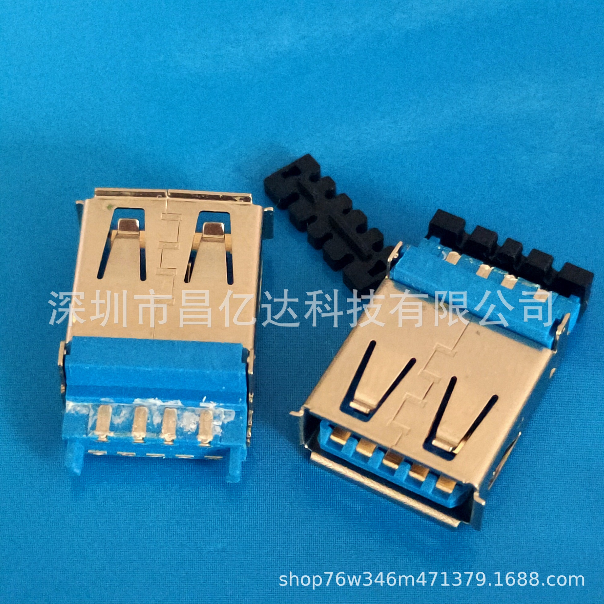 0焊线af usb3.0带线夹焊线母座9pin自动焊母头长体卷边 蓝胶