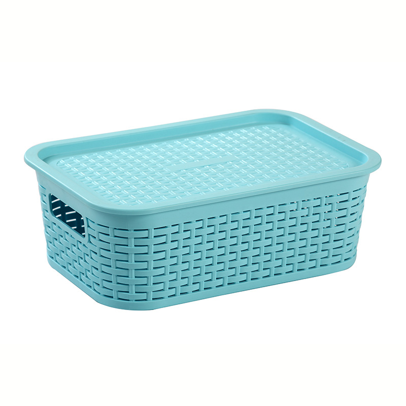 Multifunctional Breathable Storage Box with Lid Plastic Weaving Hollow Storage Box Sundries Storage Box 0337