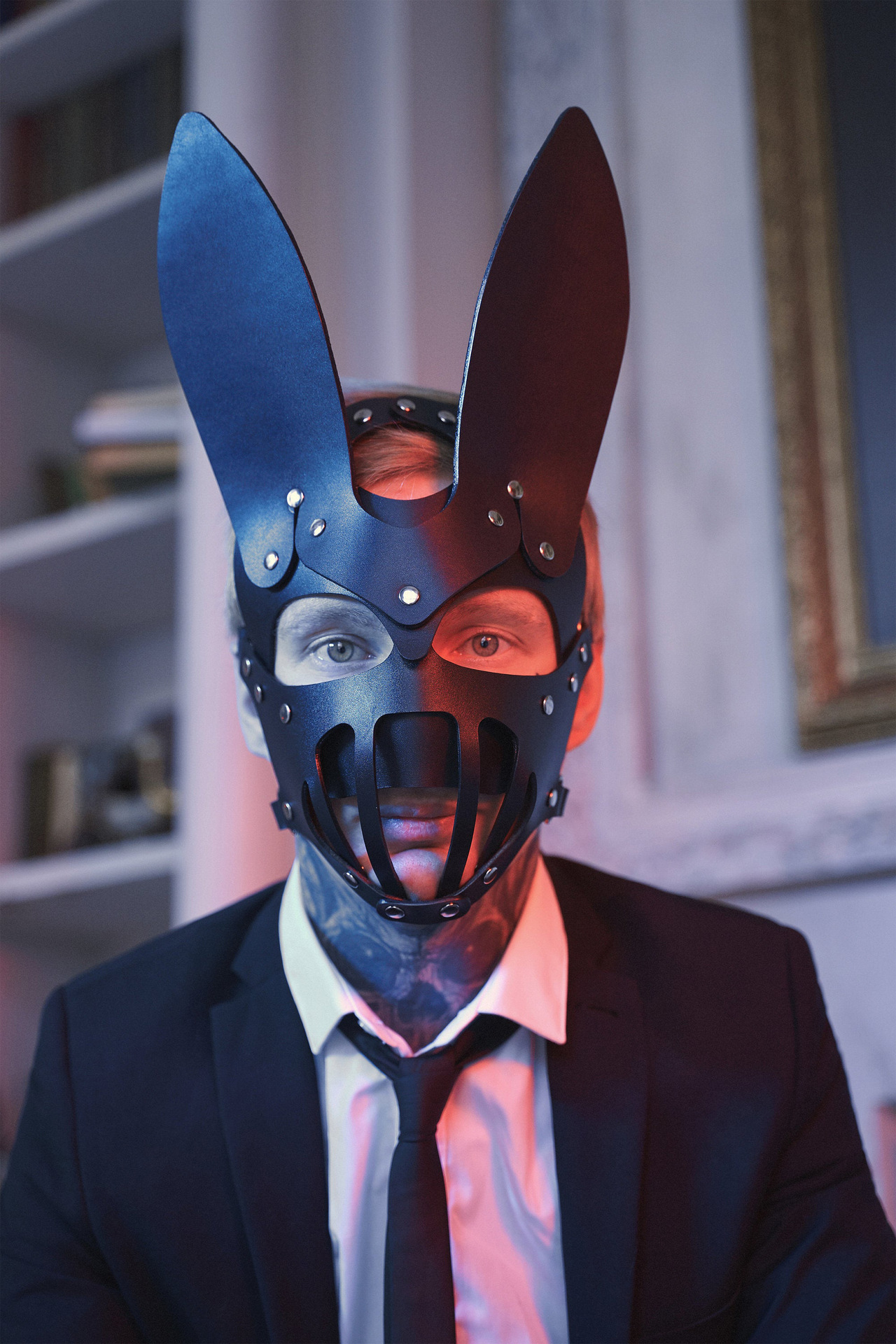 黑色诱惑兔子长耳朵眼罩sm面具情趣面罩男用器具男奴女奴遮脸面具