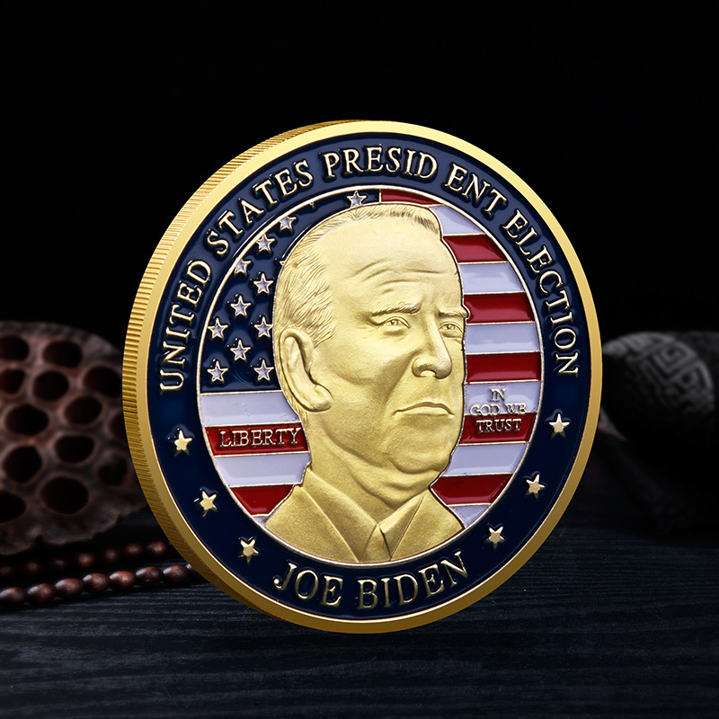现货批发 美国总统拜登纪念币双面点漆纪念章外贸虚拟币收藏礼品