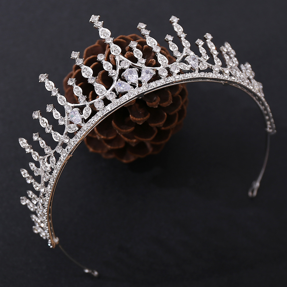 欧美饰品宫廷风新娘头饰 几何形奢华水钻镶锆石皇冠生日派对发箍