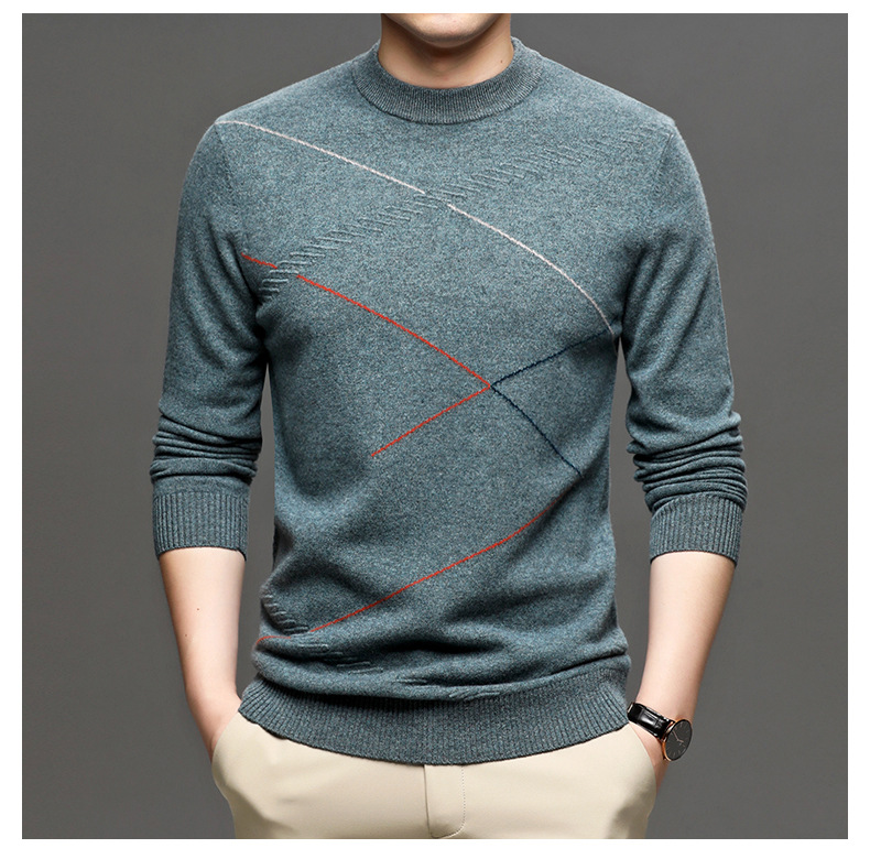 2020冬装新款100羊毛衫男士长袖圆领商务休闲毛衣男款针织打底衫