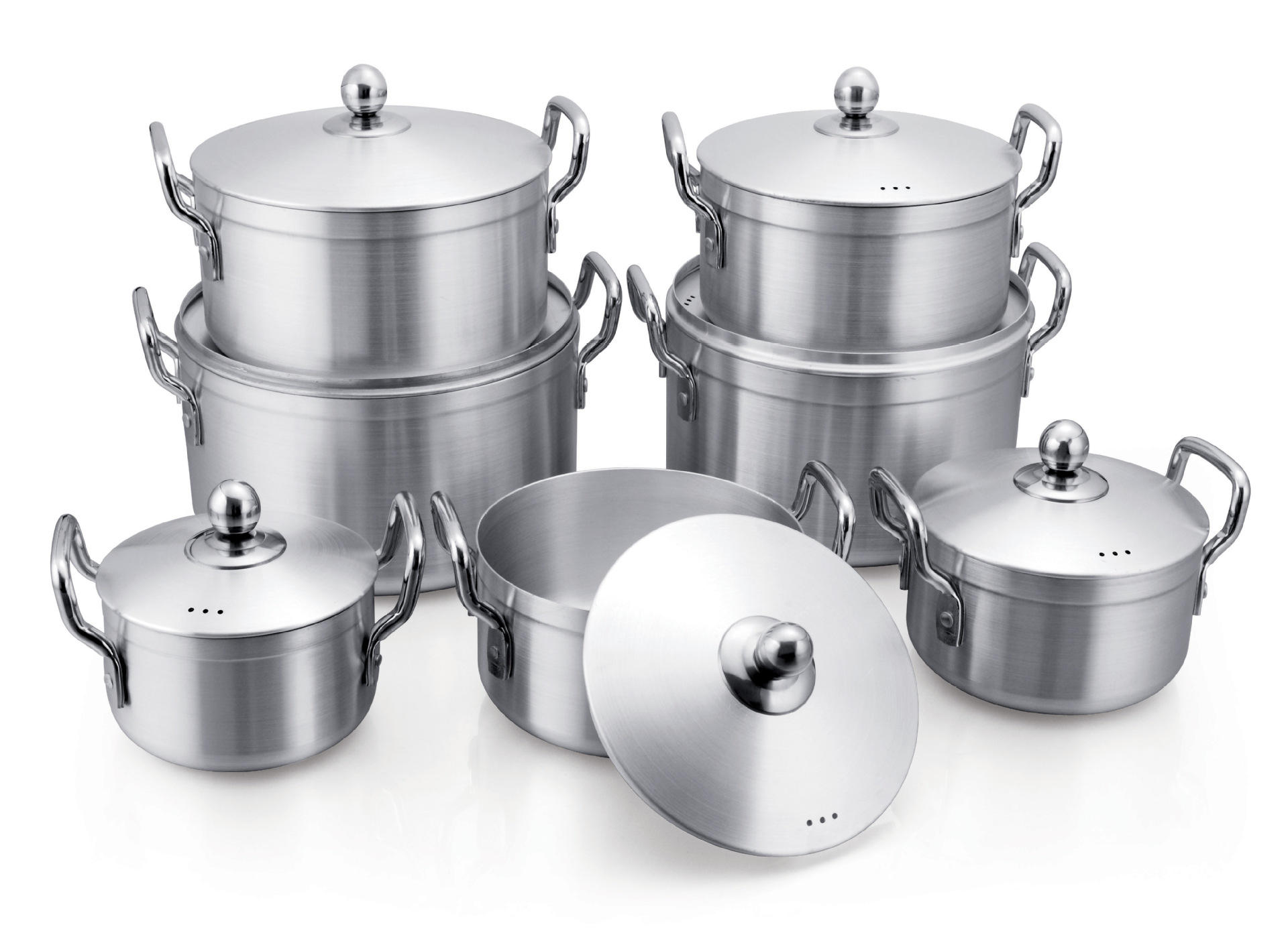 帅得宝外贸变薄刮光铝锅铝套锅厨房煤气灶适用双耳汤锅16-28cm