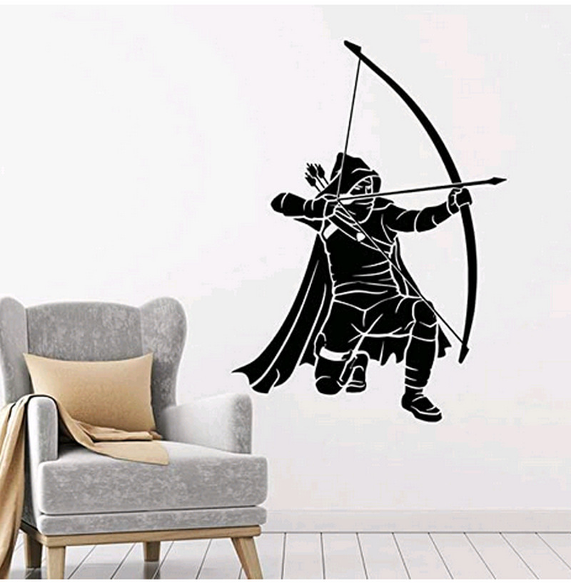 电影角色绿箭侠射箭图案精雕墙贴艺术家居墙贴画