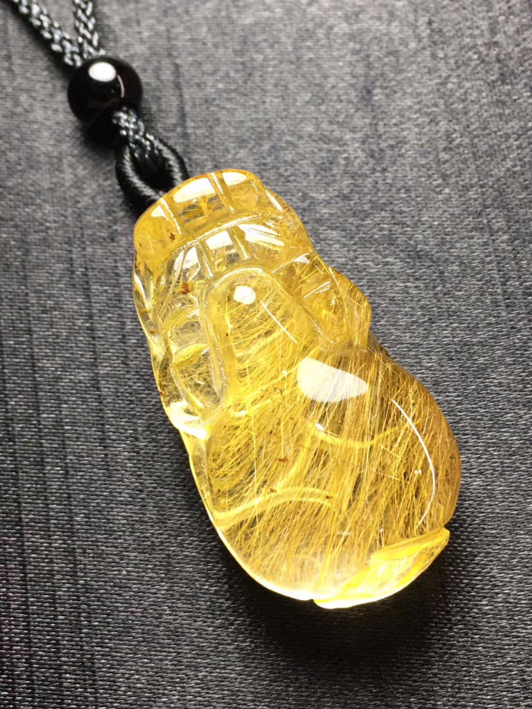 天然巴西招财金发晶水晶貔貅吊坠项坠男女招财转运护身流行配饰