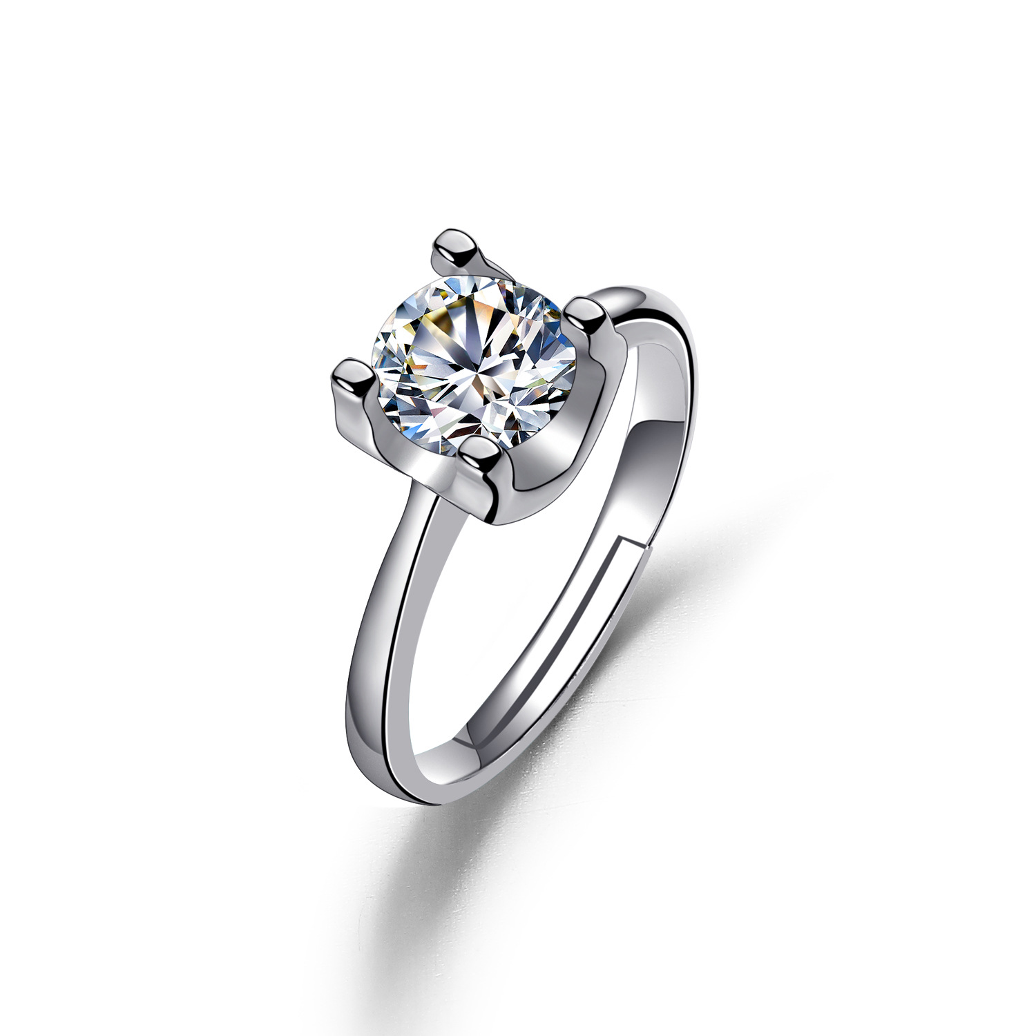 gra证书莫桑钻戒指高端镀18k女士婚戒经典牛头款求婚钻戒