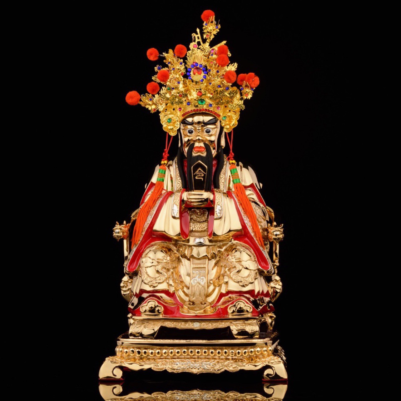 台湾盛凡铜鎏金 五爷 财神爷 鎏金 高40cm 道教神像 厂家直供