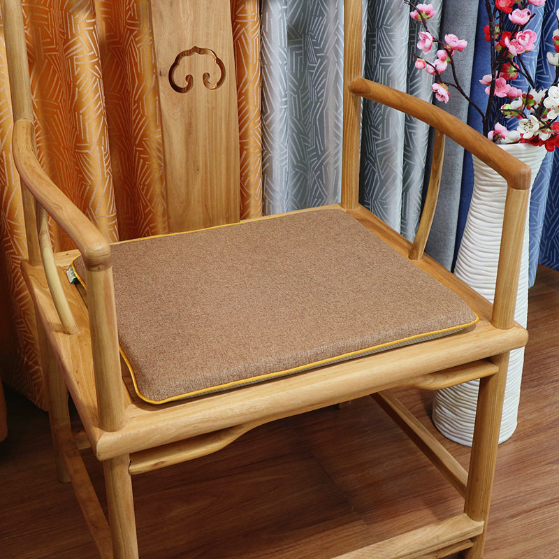 新中式茶椅垫坐垫家用红木家具实木圈椅太师椅棉亚麻海绵纯色垫子