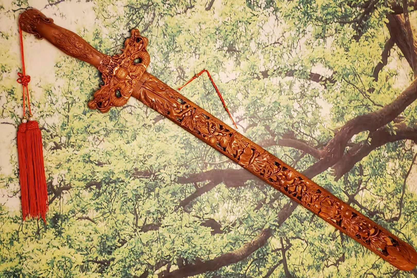 肥城福到家桃木剑桃花剑葫芦剑寿桃剑牡丹花剑蝙蝠剑工艺品礼品