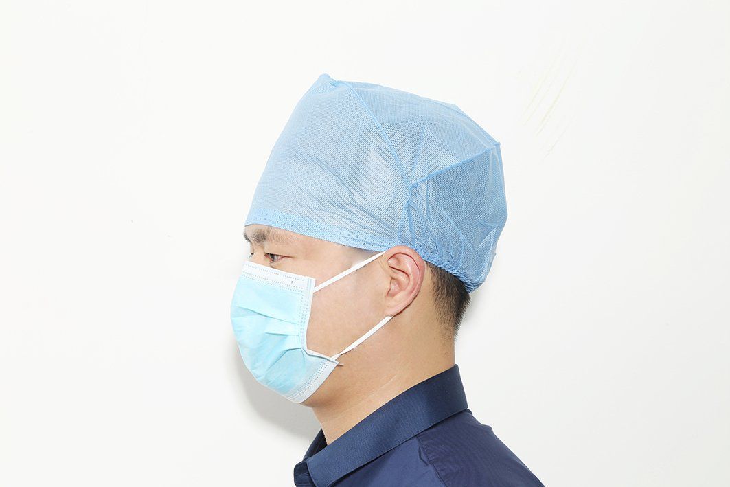 一次性帽子医生帽无纺布帽医用护士头套透气圆顶条形帽手术帽牙科