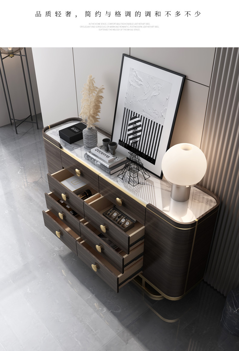 轻奢后现代简约美式北欧小户型大理石玄关柜餐边柜餐厅家用茶水柜