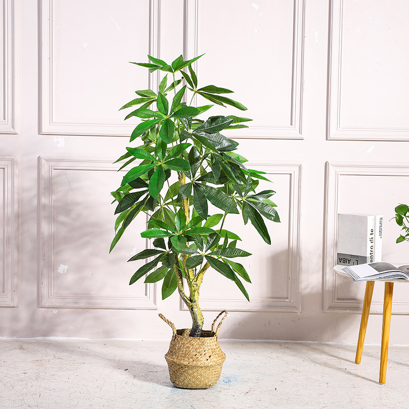 Simulation Pachira Macrocarpa Money Tree Large on-the-Ground Green Plant Potted Plant Bonsai Living Room Office Decorations Artificial Bonsai