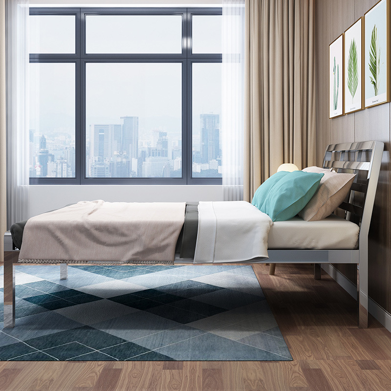 304不锈钢床头靠背1.5米1.8米加厚加粗环保简约简约铁艺双人床架