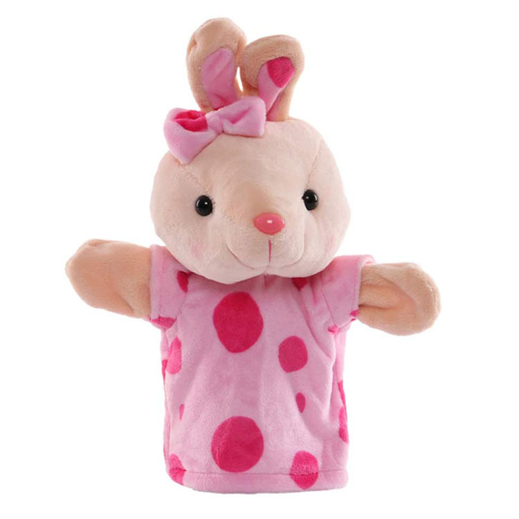 e17厂家定制可爱粉色兔子手偶毛绒玩具亲子互动玩具动物玩偶定做