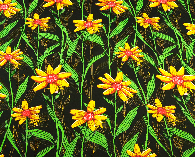 仿真丝印花面料锦丽丝夏日向日葵印花布 春秋女装连衣裙衬衫衣料