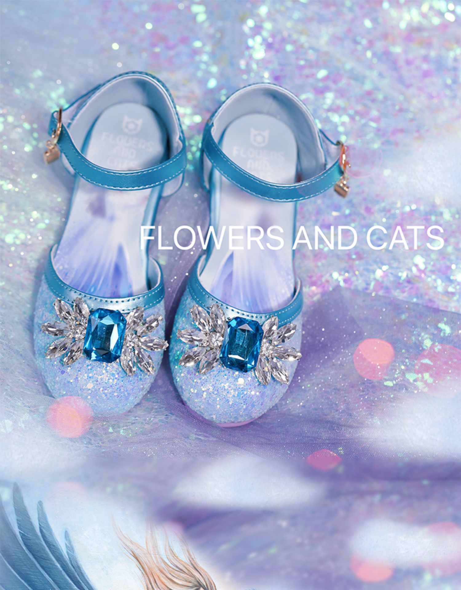 秋季新款艾莎女童皮鞋儿童高跟鞋爱莎公主水晶鞋软底爱莎公主鞋