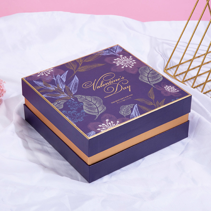 现货紫色喜礼盒 喜糖礼品盒套装 婚庆伴手礼双层天地盖包装盒定制