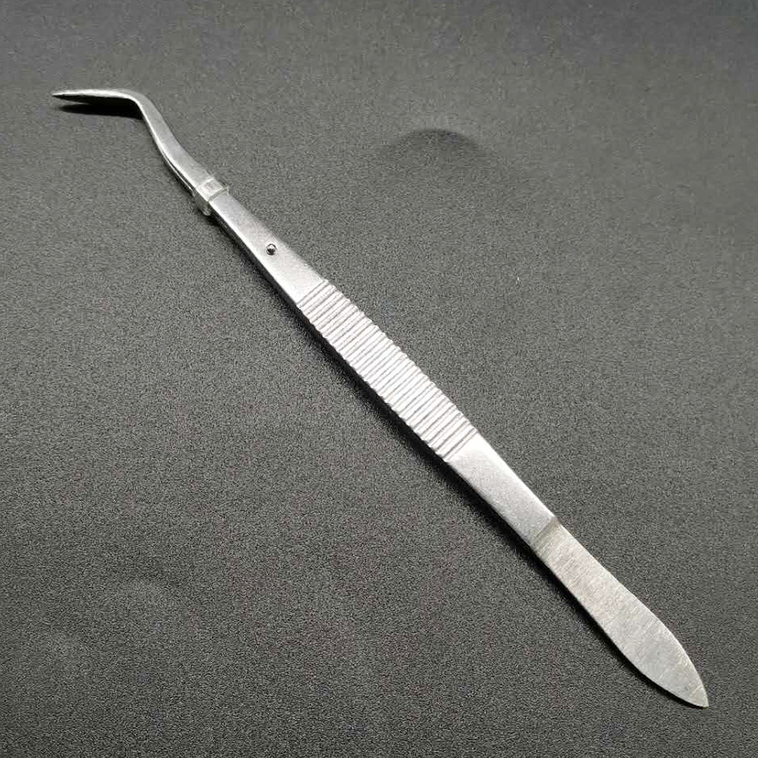 牙科镊子不锈钢牙科材料护牙带定位口腔牙科辅助材料自用弯头镊子