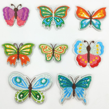 自粘款刺绣布贴彩虹蝴蝶补丁贴高端精品服装辅料包包手机壳装饰贴