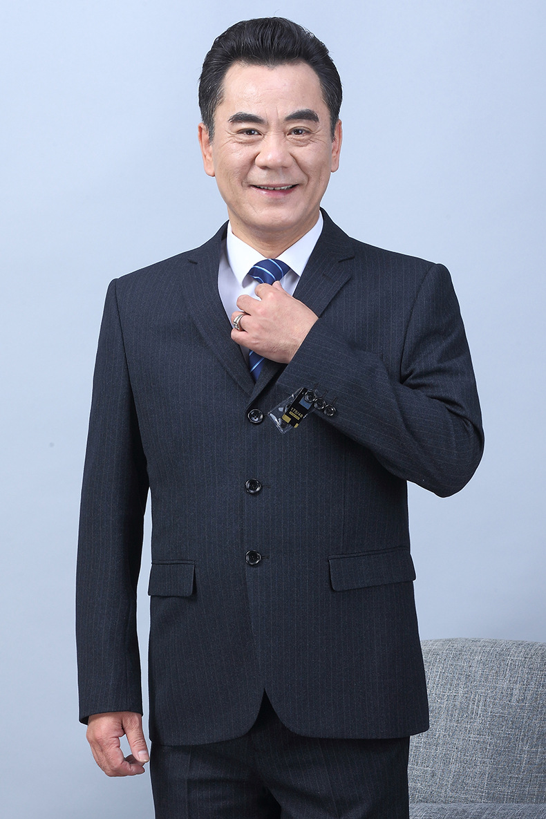 秋冬季中老年西装套装爸爸西服大码中年人父亲装男士老年休闲50岁