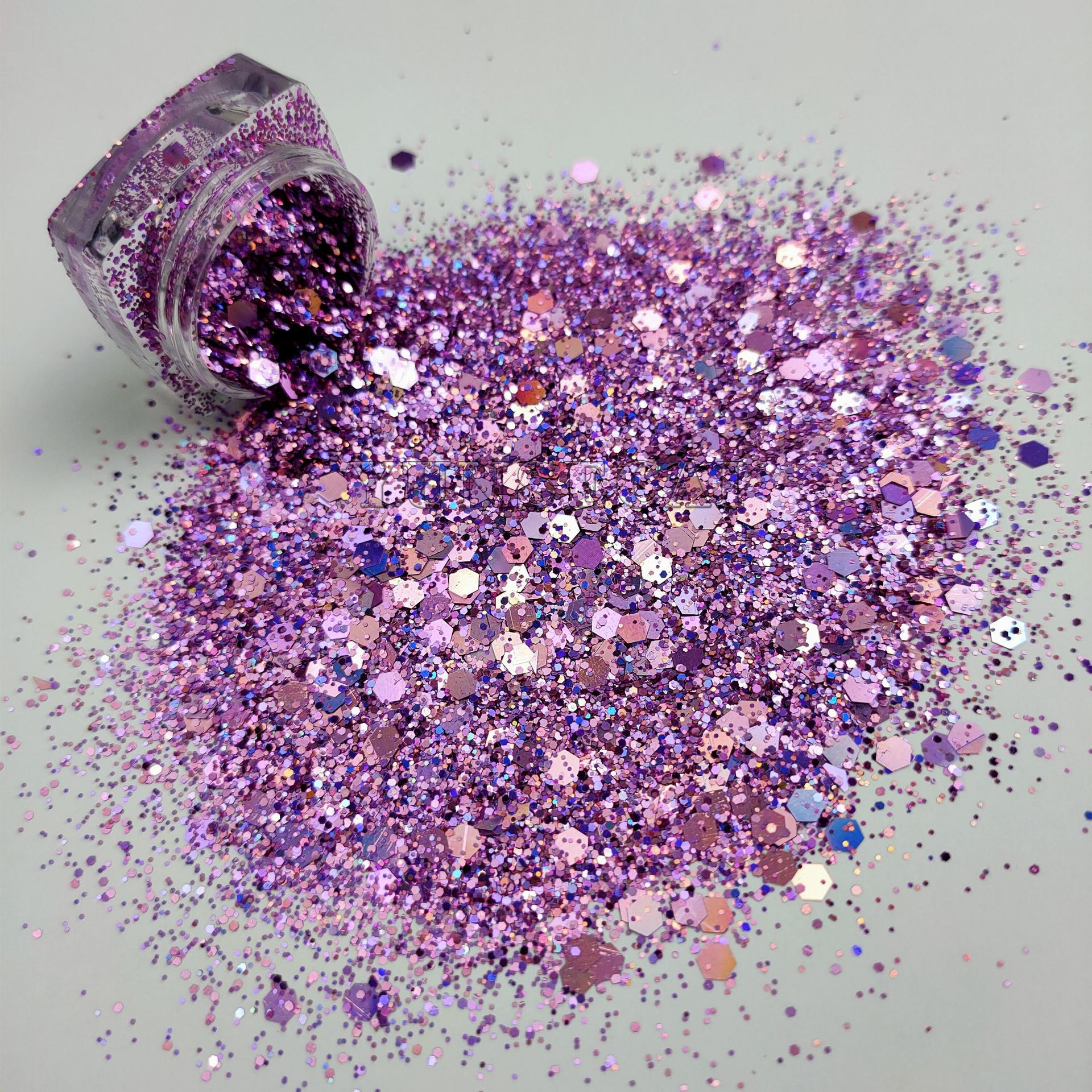 镭射浅桃红六角混合 玻璃工艺文具礼品金葱粉 皮革印刷装饰亮片