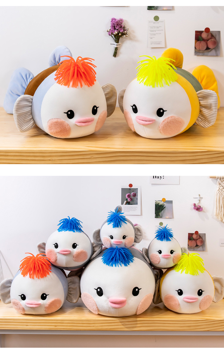 新款嘟嘟鱼毛绒玩具抱枕布娃娃鱼儿童陪睡觉安抚玩偶批发