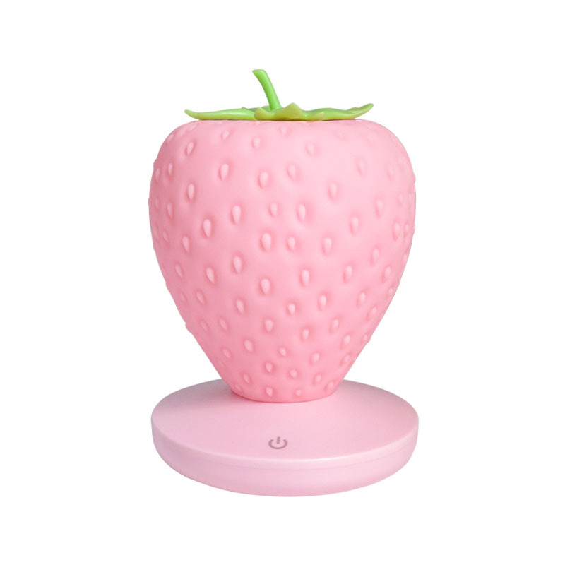 Creative Strawberry Shape Small Night Lamp New Usb Rechargeable Bedroom Ambience Light New Exotic Led Decorative Table Lamp