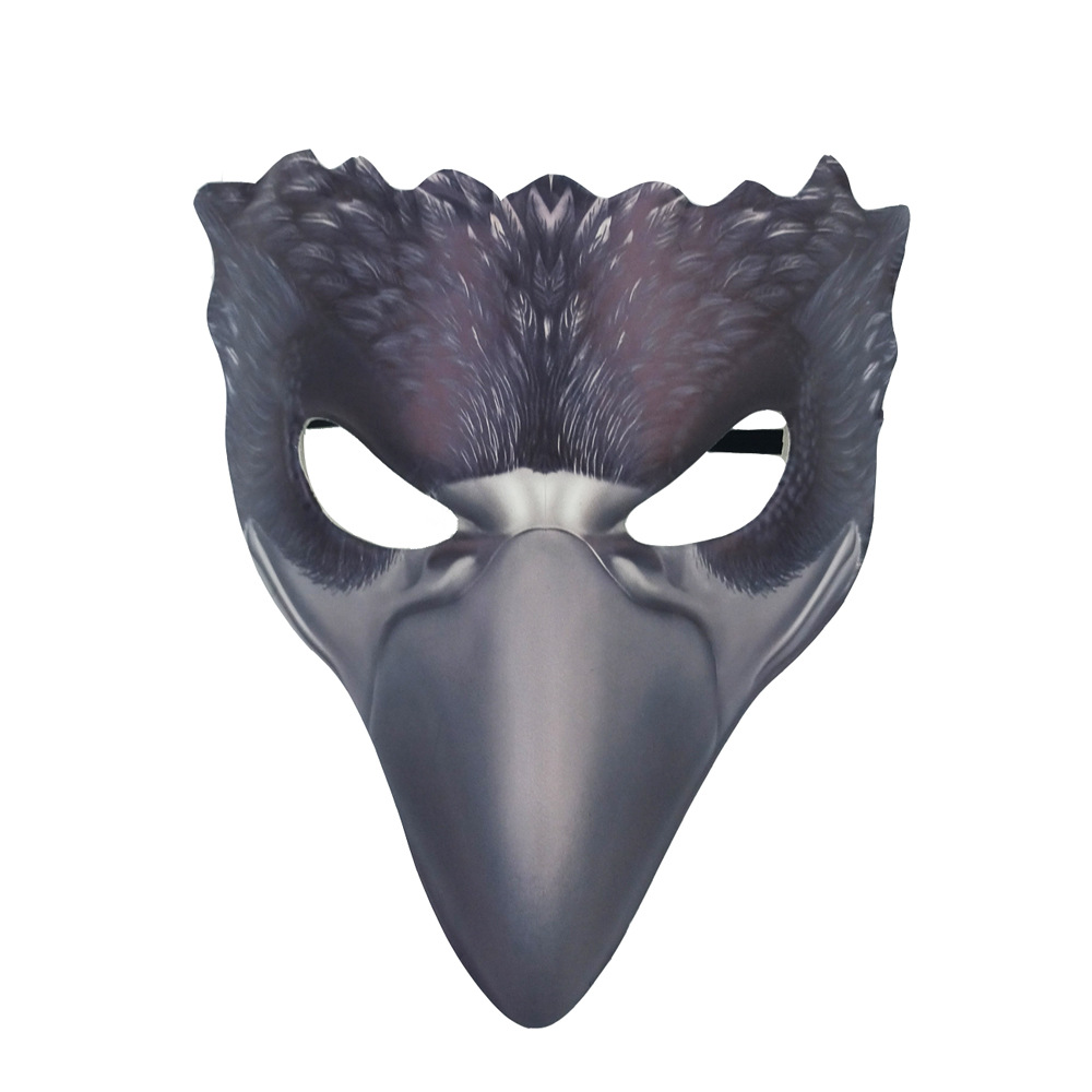 跨境货源现货万圣节狂欢节化妆舞会皮革印刷鸟类动物乌鸦面具