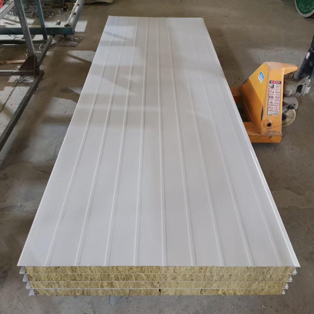 上海地区彩钢板隔墙材料  免油漆墙面  防火隔热岩棉夹心板材