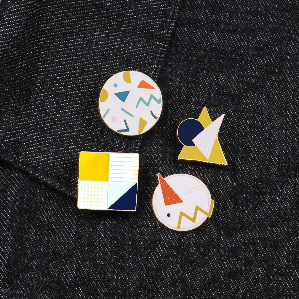 新款不规则图案表情胸针 数学线条几何图案拼接创意合金徽章 别针