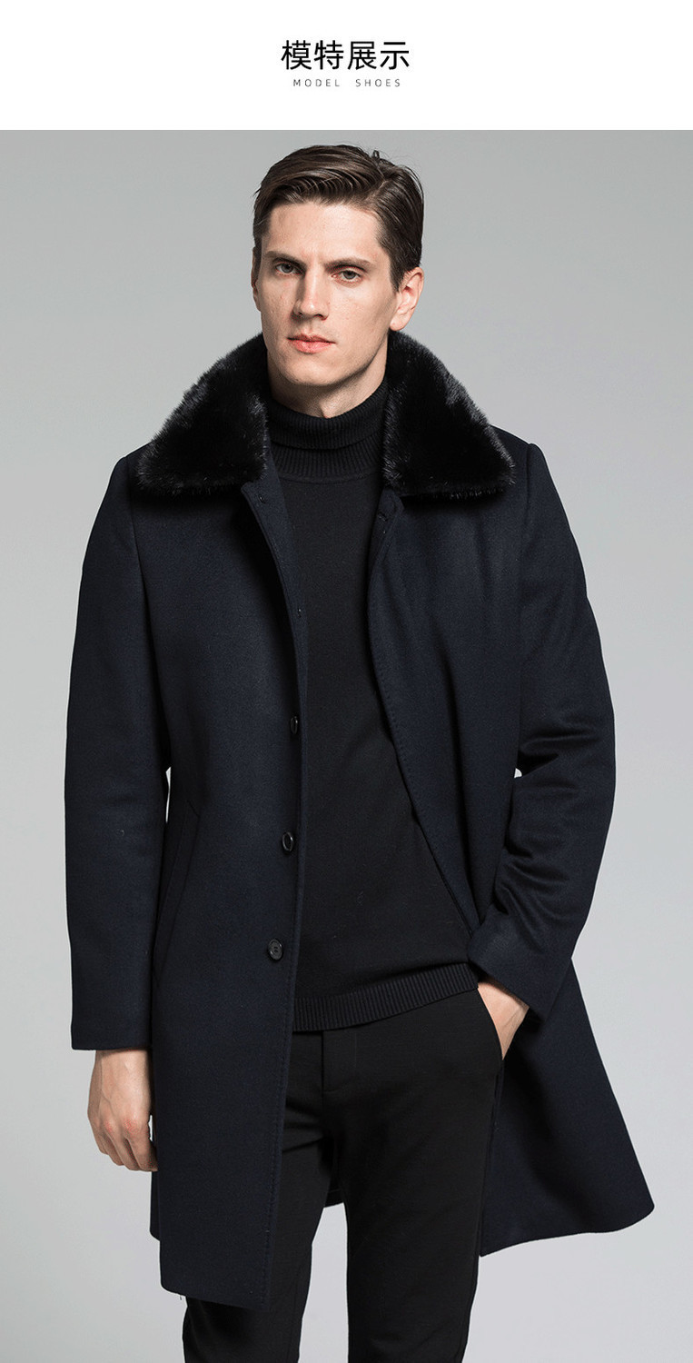 尼克服男水貂内胆中长款毛呢男装外套派克服整貂水貂皮大衣2020冬