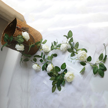 新款牡丹玫瑰藤条 壁挂藤蔓 玫瑰花装饰花条 婚庆舞台摆件亚马逊