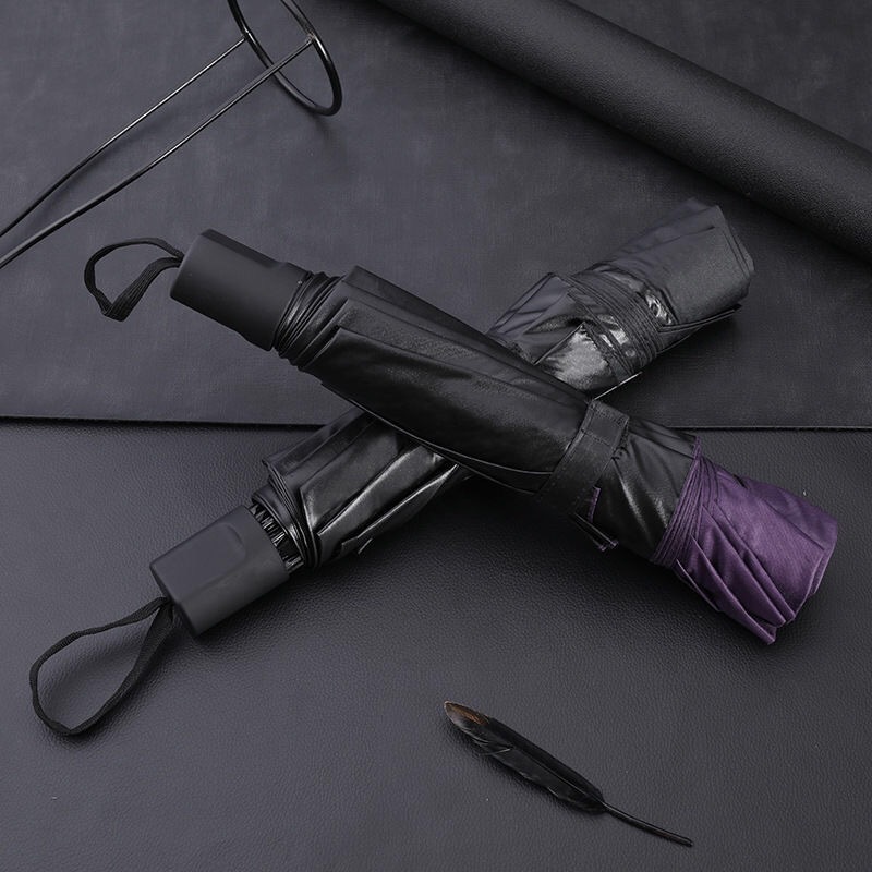 Factory Wholesale Bold Reinforcement 10 Bones Nc Fabric All-Weather Umbrella Black Glue Manual Sun Protection Uv Protection 3-Fold Umbrella