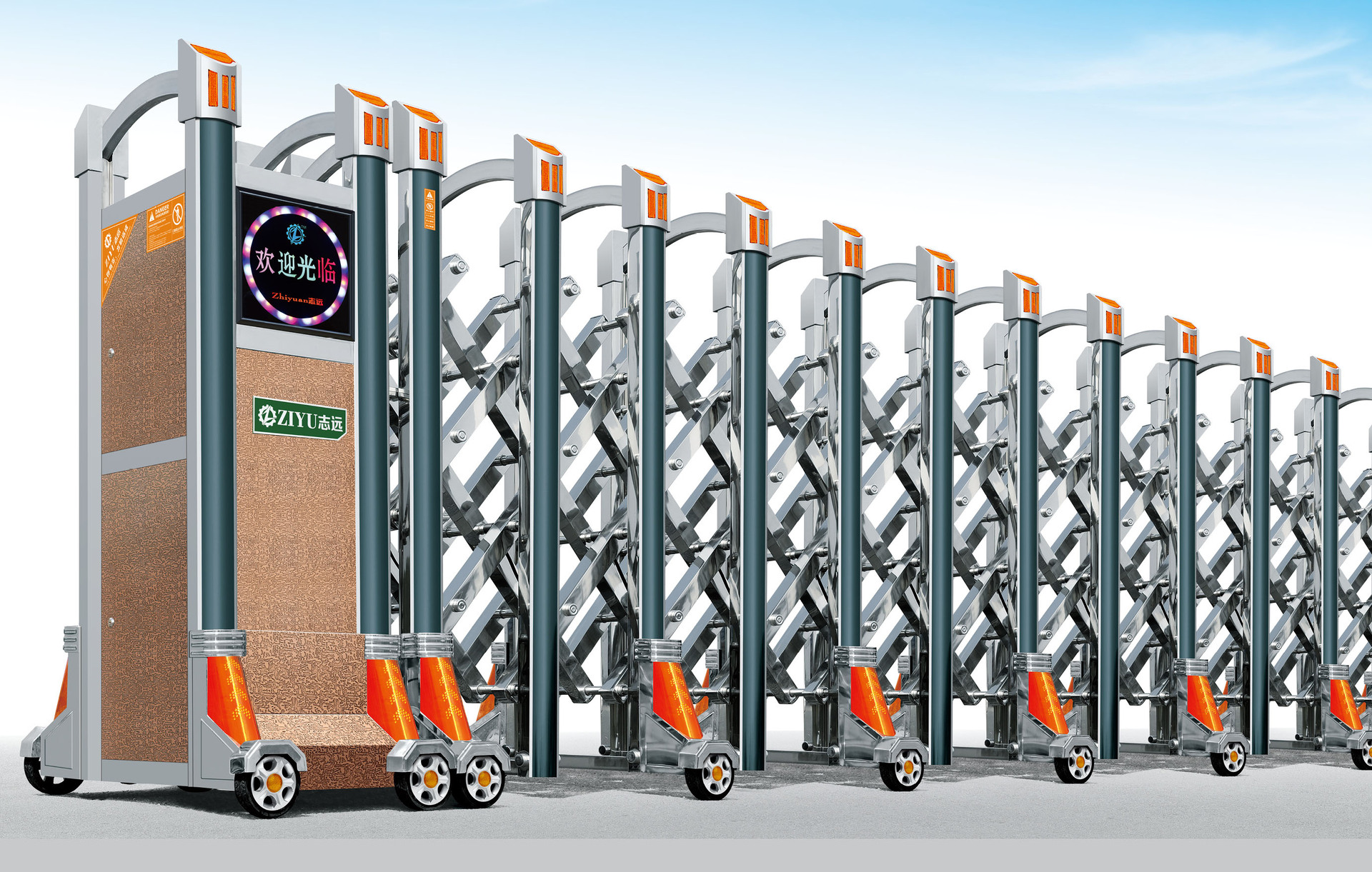 厂家直供不锈钢伸缩门电动大门学校工厂自动折叠推拉门伸缩大门