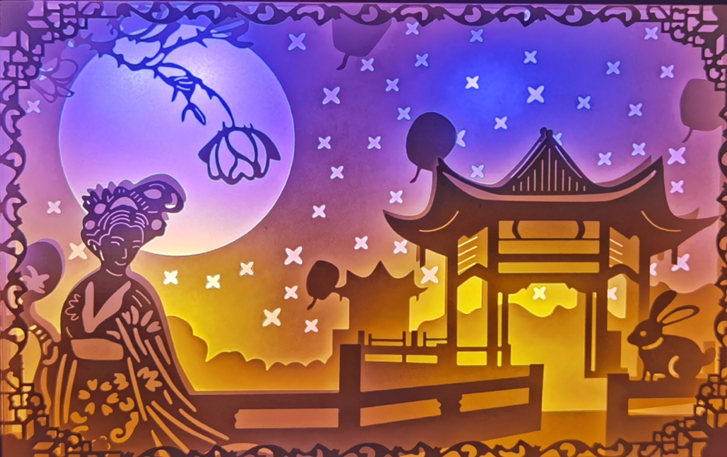 厂家现货创意来图按需中秋diy纸雕灯礼物摆件中秋节 送礼商务礼品